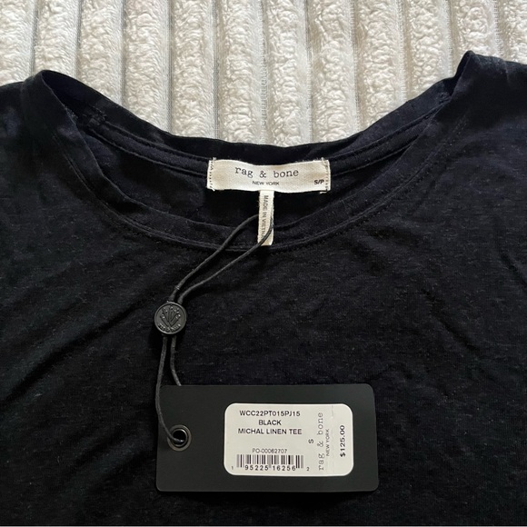 Rag & Bone Michal Linen Tee in Black - Picture 7 of 12